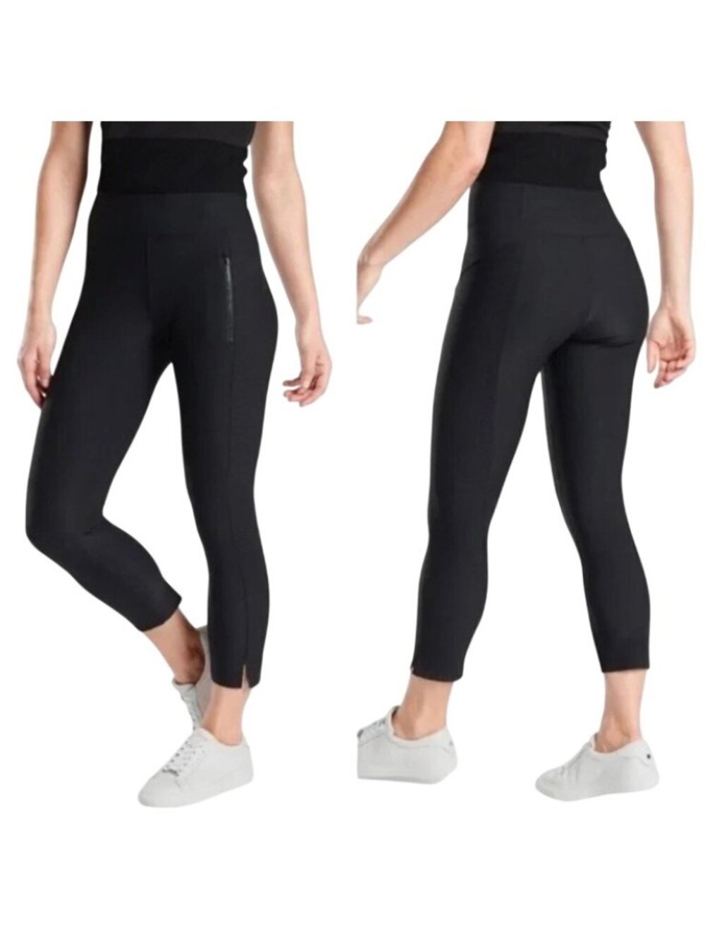 Athleta Stellar Tight Black High Rise Cropped Crop Trouser Pants XS Commute - Picture 1 of 15
